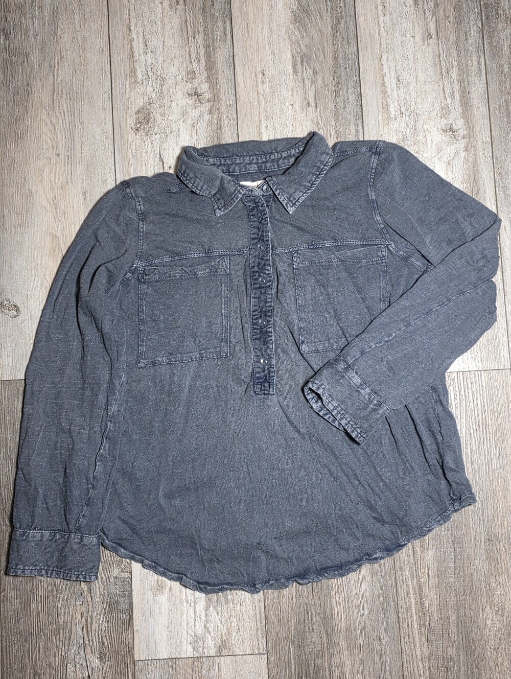 Pilcro by Anthropologie 'Hannah' Button-front Henley Popover Tunic Top Sz XL
